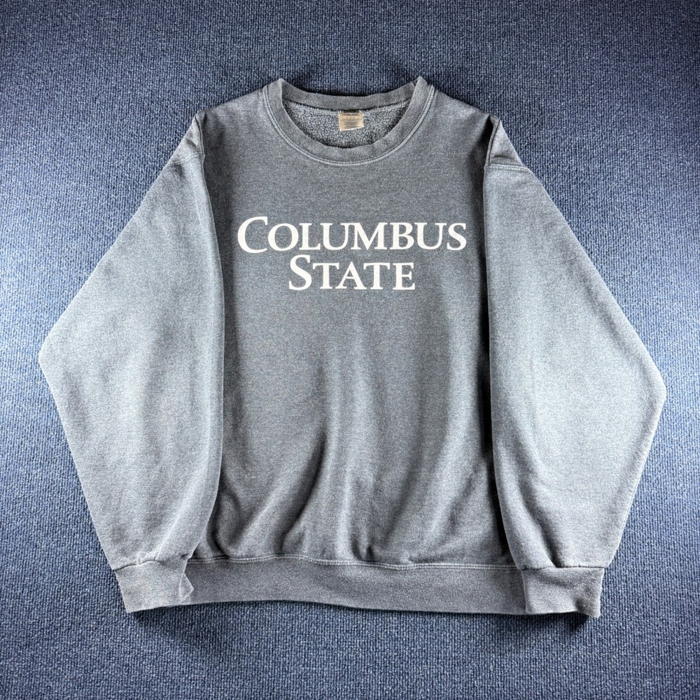 Vintage Jerzees NuBlend Columbus State Sweatshirt Mens L Gray Crewneck Pullover